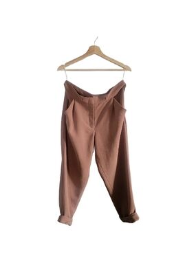 WILFRED Aritzia Allant Rolled Cuff Hem Trousers Size 8 Silk Trim High-waisted